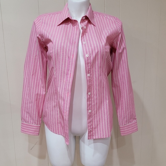 Orvis Tops - ORVIS Women's Sz10 Button-up Pink Striped Top Wrinkle Free Shirt Everyday Blouse